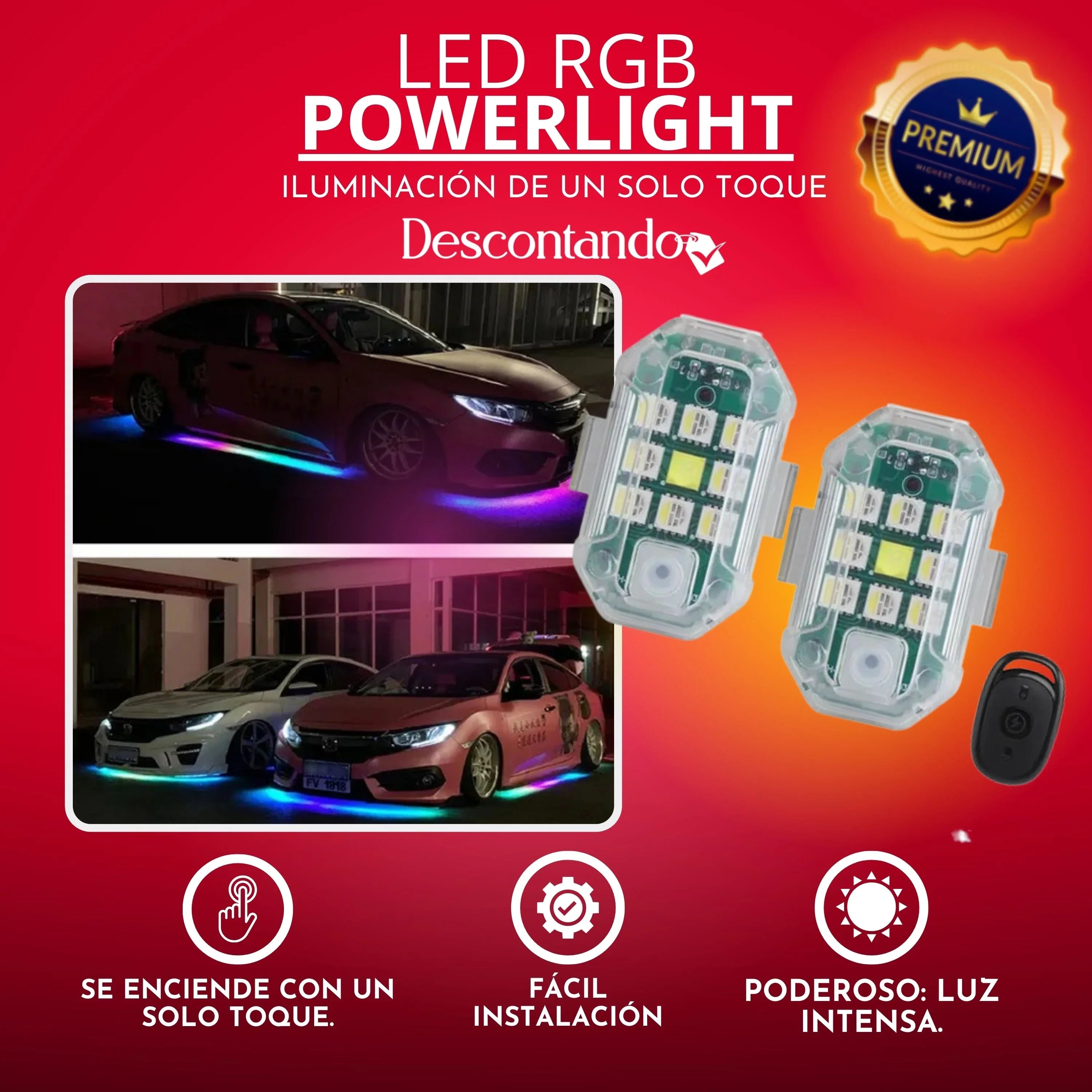 Led RGB PowerLight  - (COMPRE 1, RECIBA 2) ¡Aumente su estilo!