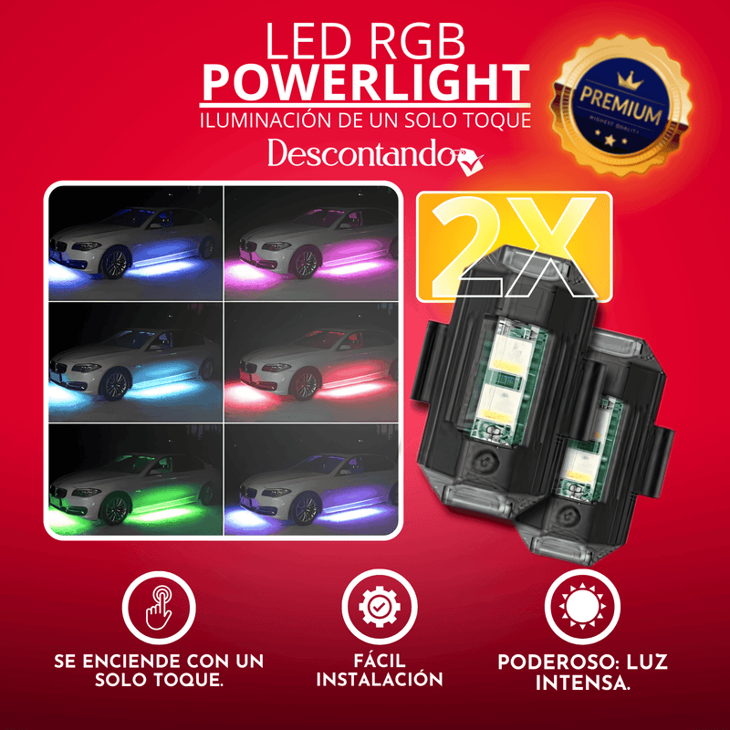 Led RGB PowerLight  - (COMPRE 2, RECIBA 3) ¡Aumente su estilo!